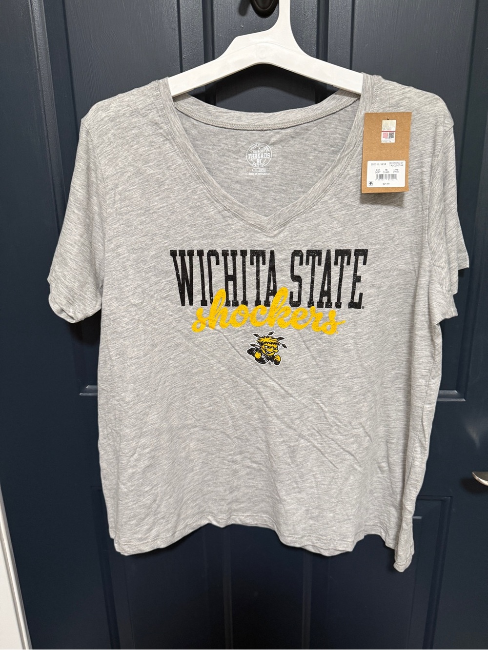 Rivalry Threads Wichita State Shockers Heather Gray V-Neck Tee with Yellow Logo